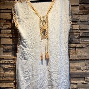 Surf Gypsy White and Tan Coverup